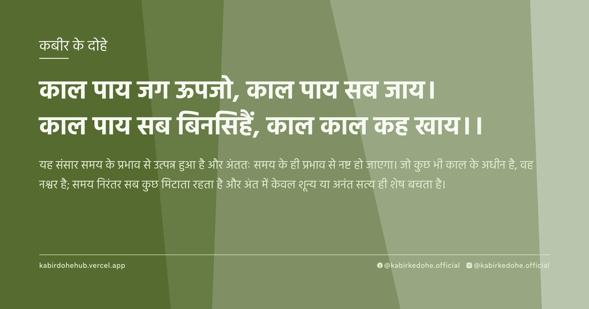 काल पाय जग ऊपजो, काल पाय सब जाय। काल पाय सब बिनसिहैं, काल काल कह खाय।।